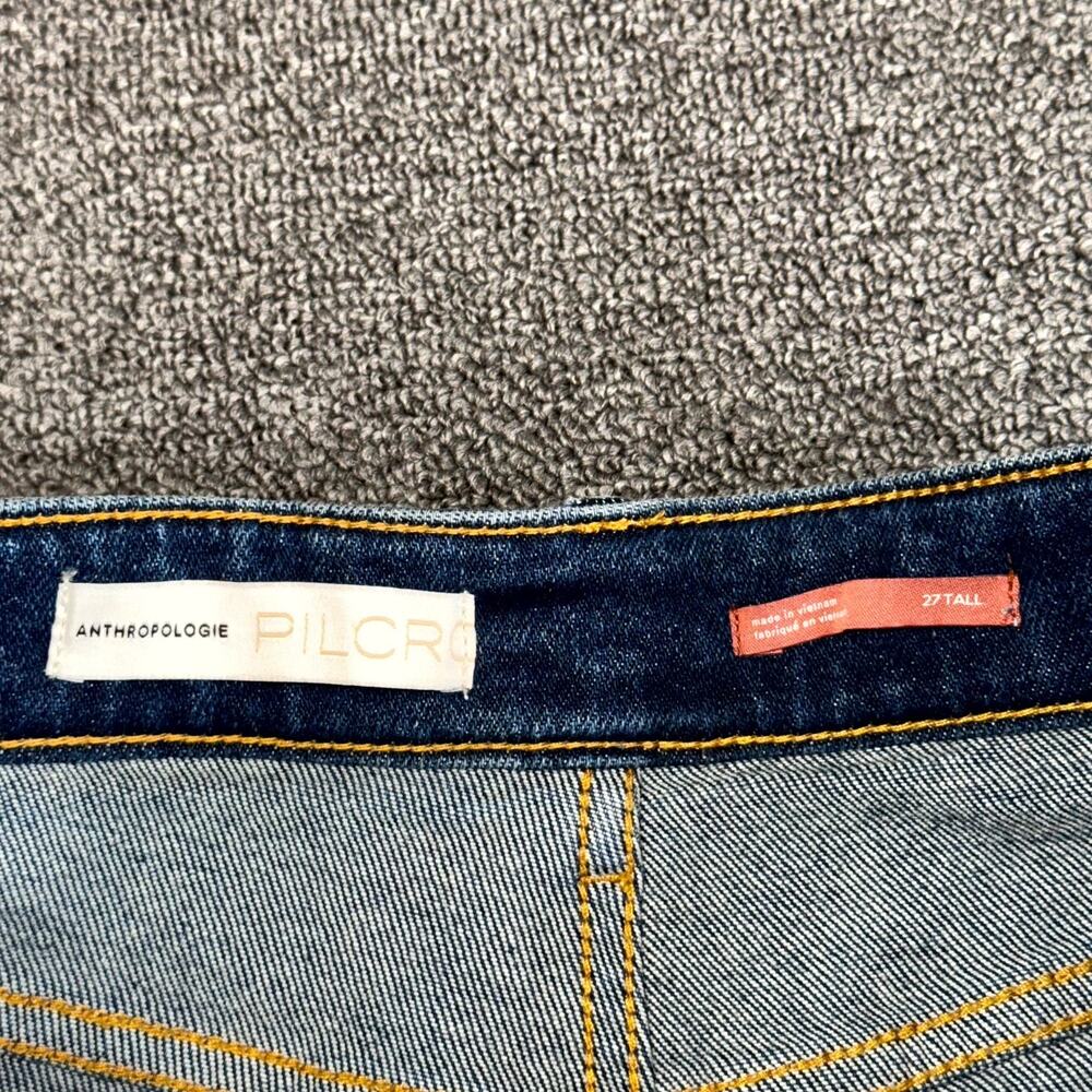 Anthropologie Pilcro The Cigarette Slim Straight Jean Women 27T Blue Frayed Hem - Picture 3 of 8